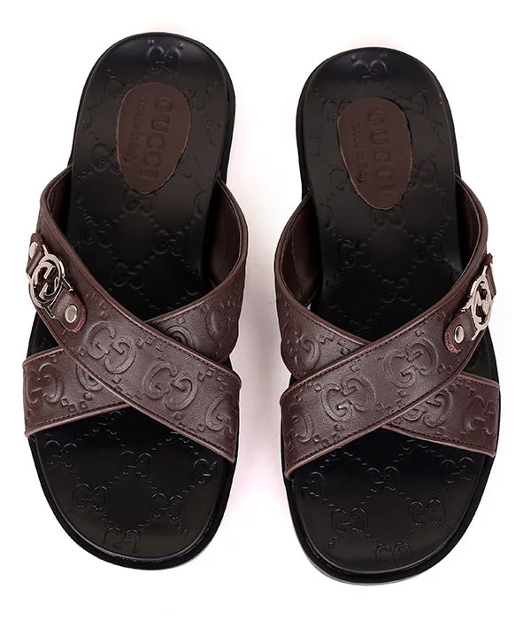 GG Crisscross Cover Slide| Coffee