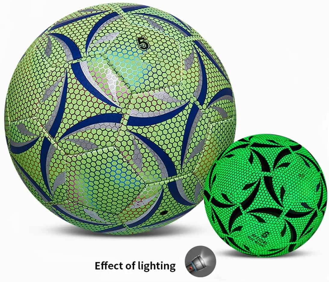 Glowing Soccer Ball Size 5 Standard Practice Training Football, Glow in the Dark