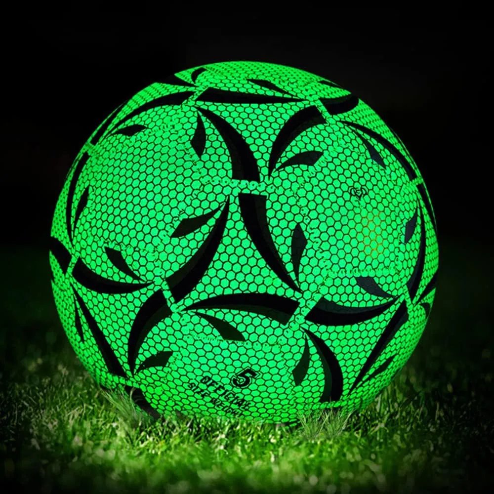 Glowing Soccer Ball Size 5 Standard Practice Training Football, Glow in the Dark