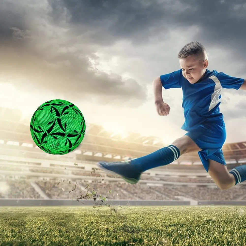 Glowing Soccer Ball Size 5 Standard Practice Training Football, Glow in the Dark