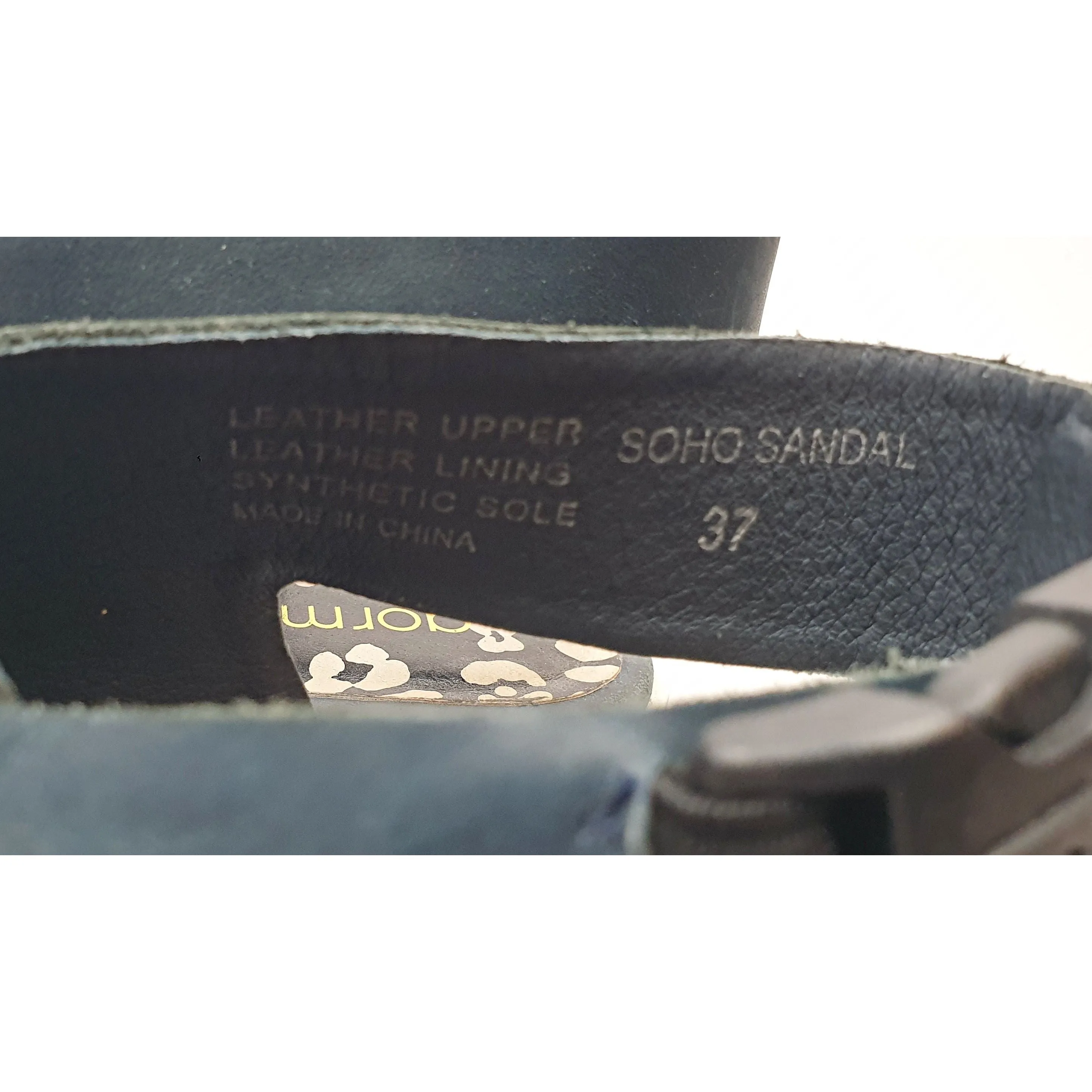Gorman navy leather sandals with white low wedge soles size 37