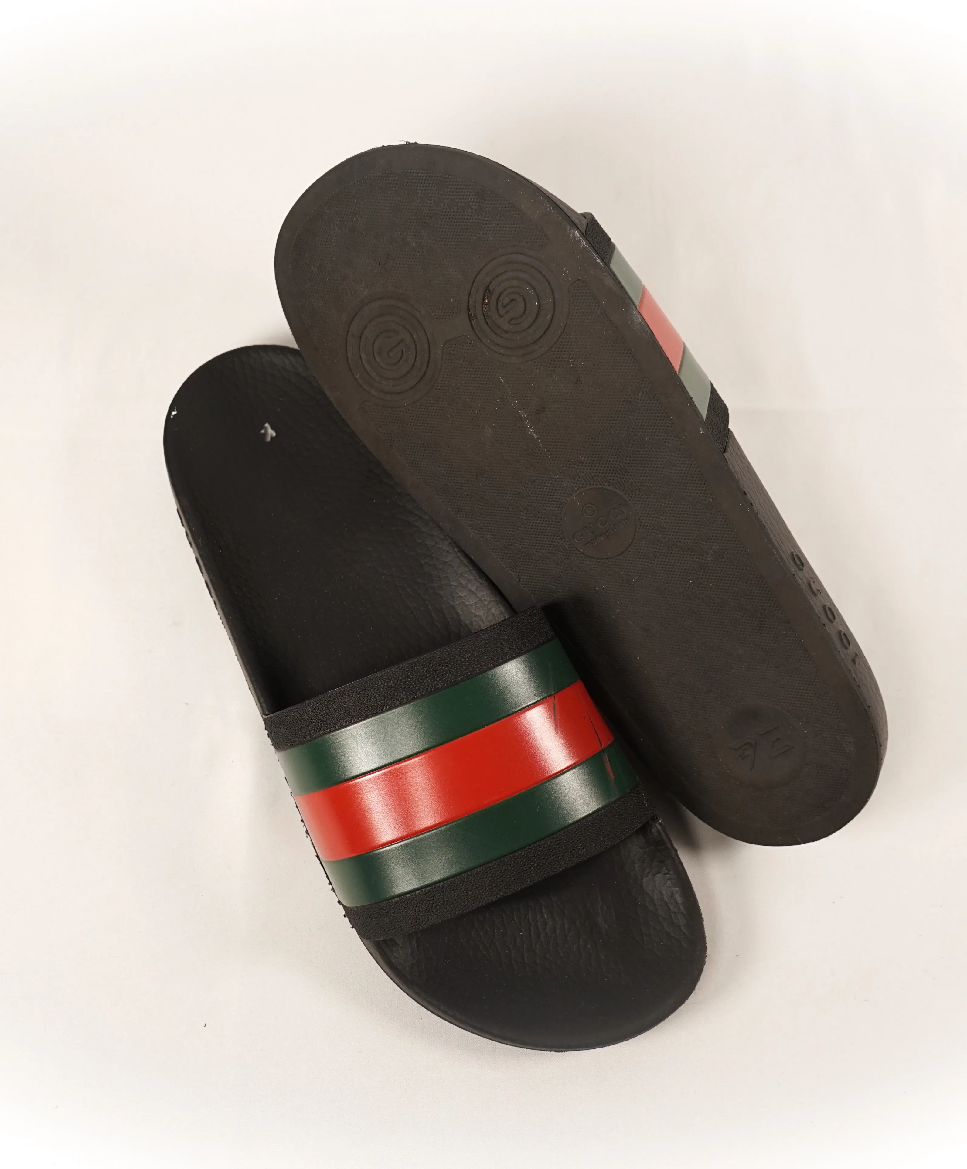 GUCCI - Iconic Green & Red Stripe Slides "72" Slippers - 11
