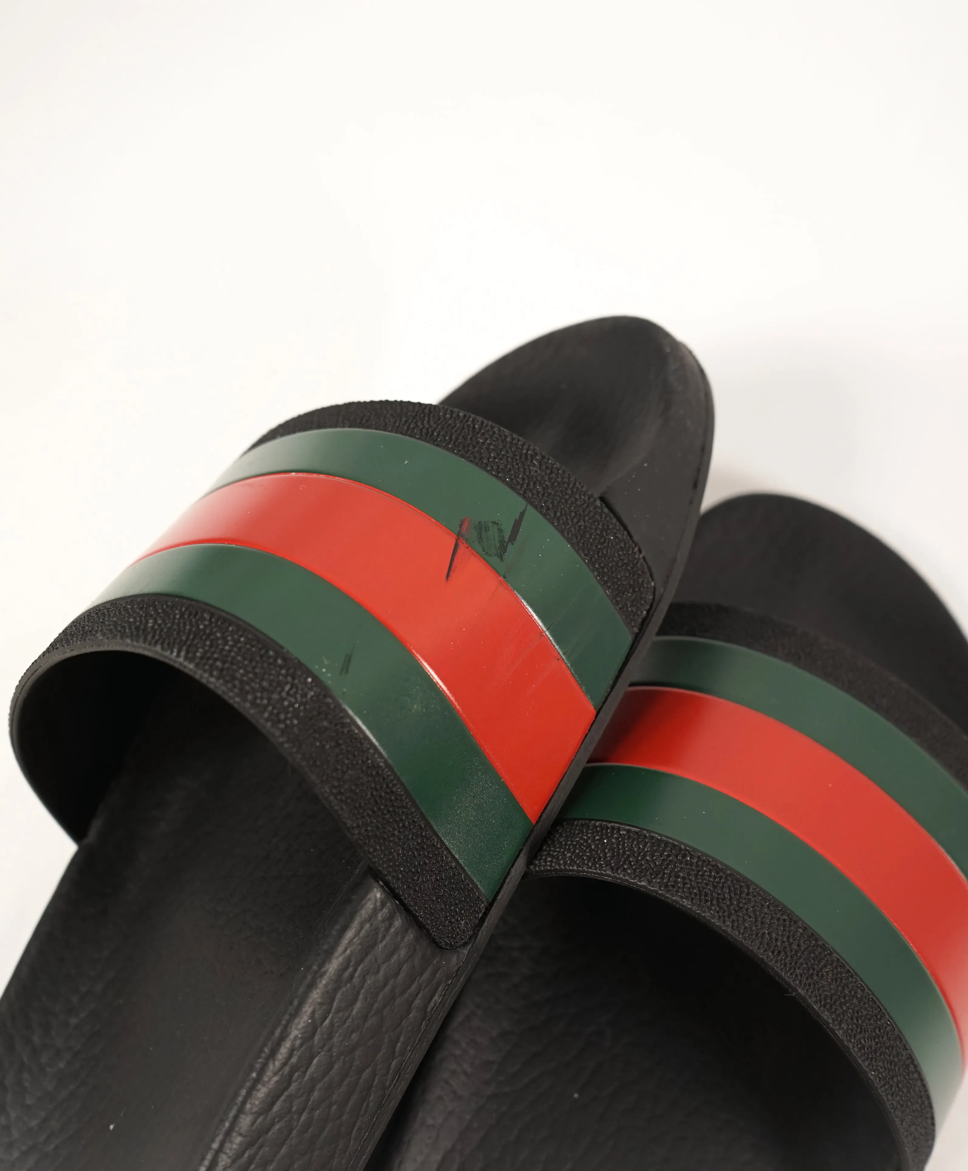 GUCCI - Iconic Green & Red Stripe Slides "72" Slippers - 7