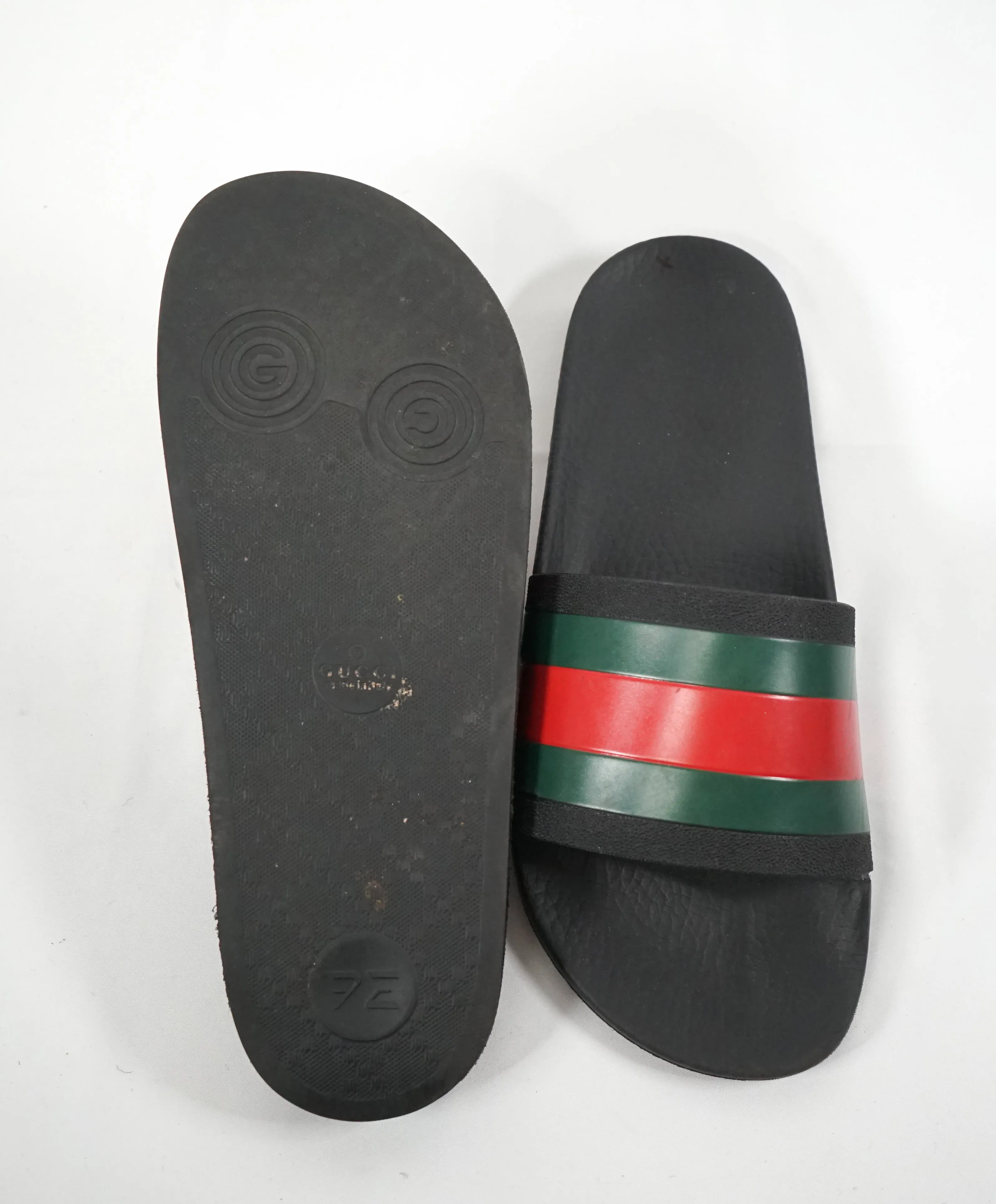 GUCCI - Iconic Green & Red Stripe Slides "72" Slippers - 8