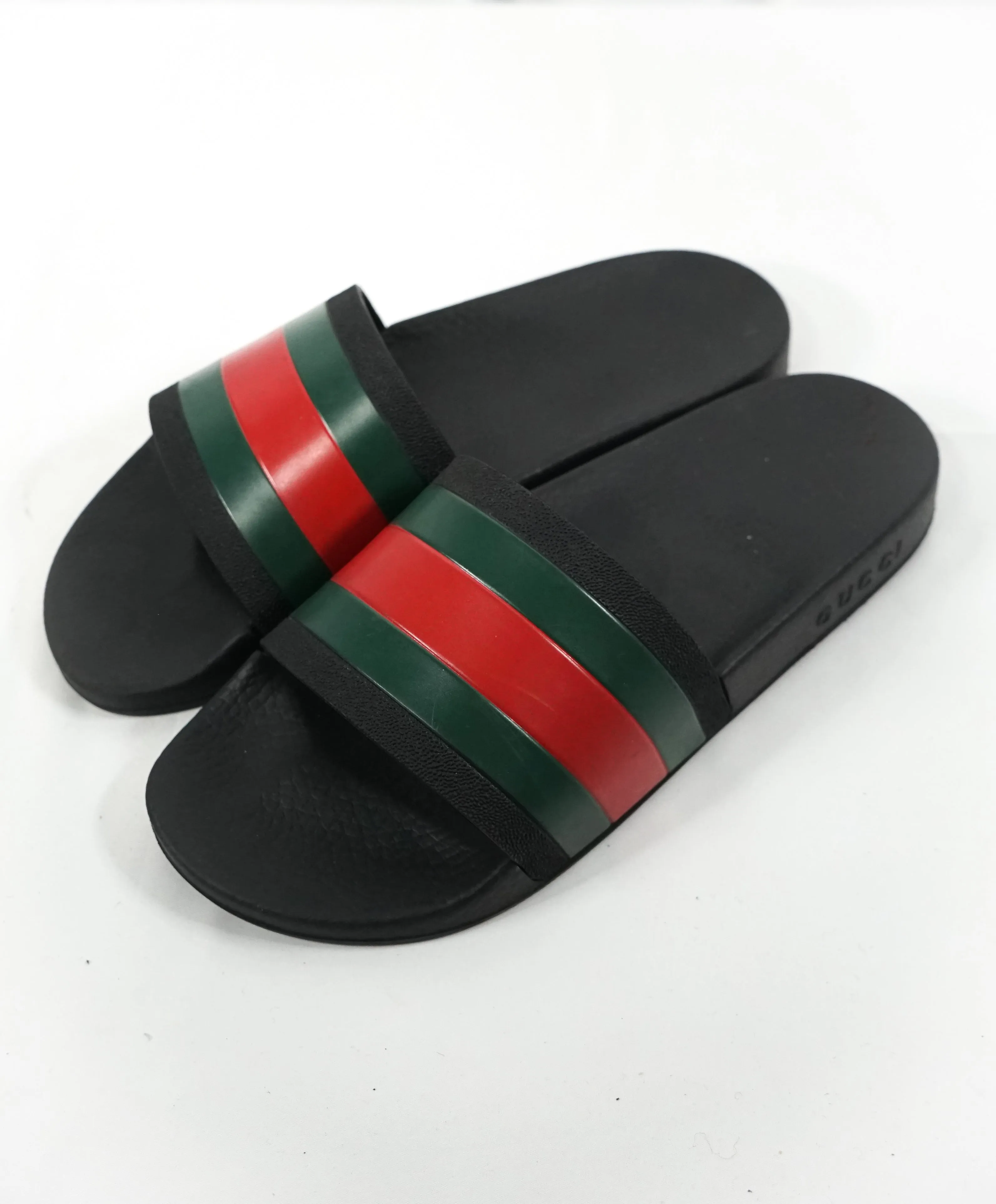GUCCI - Iconic Green & Red Stripe Slides "72" Slippers - 8