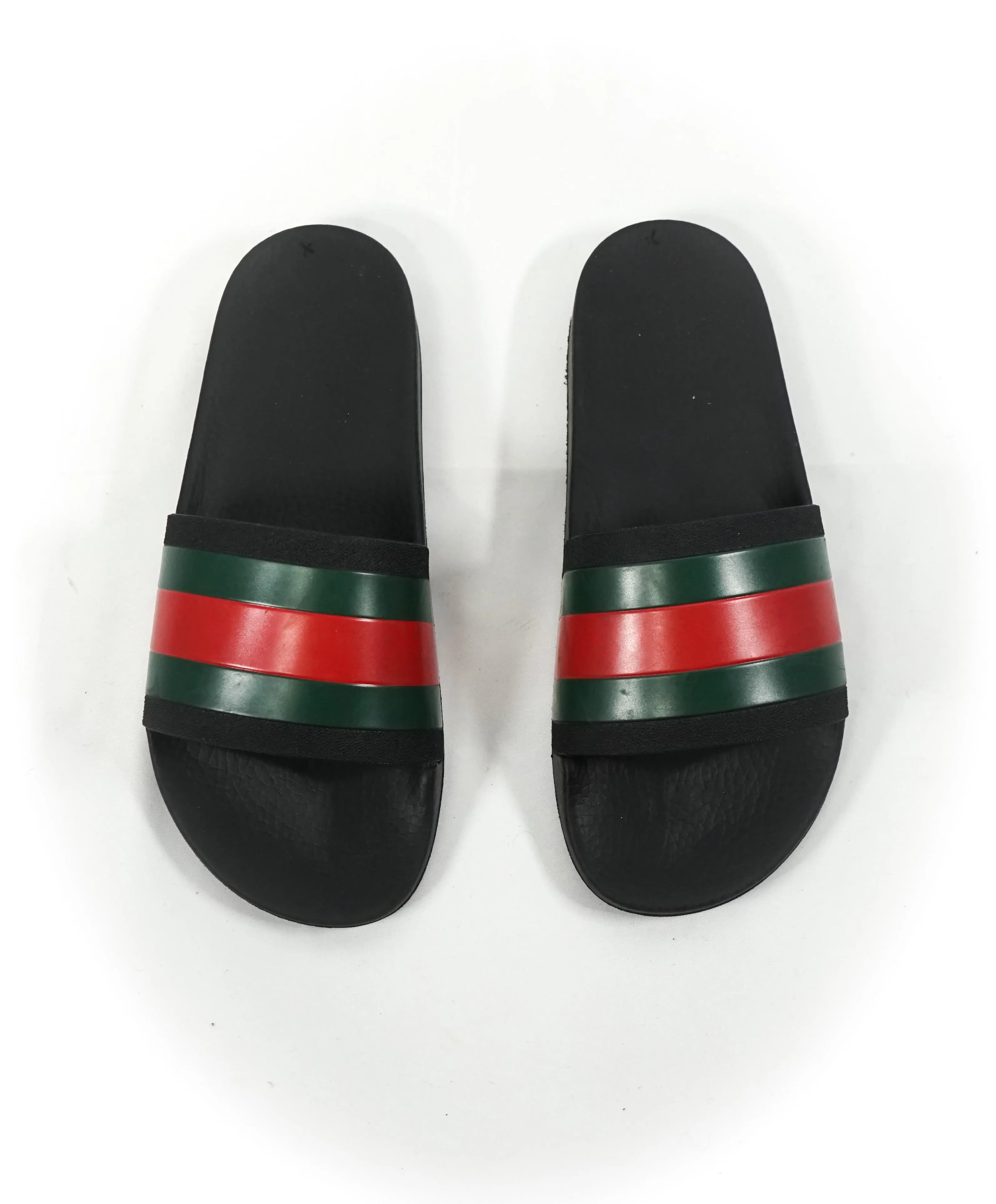 GUCCI - Iconic Green & Red Stripe Slides "72" Slippers - 8