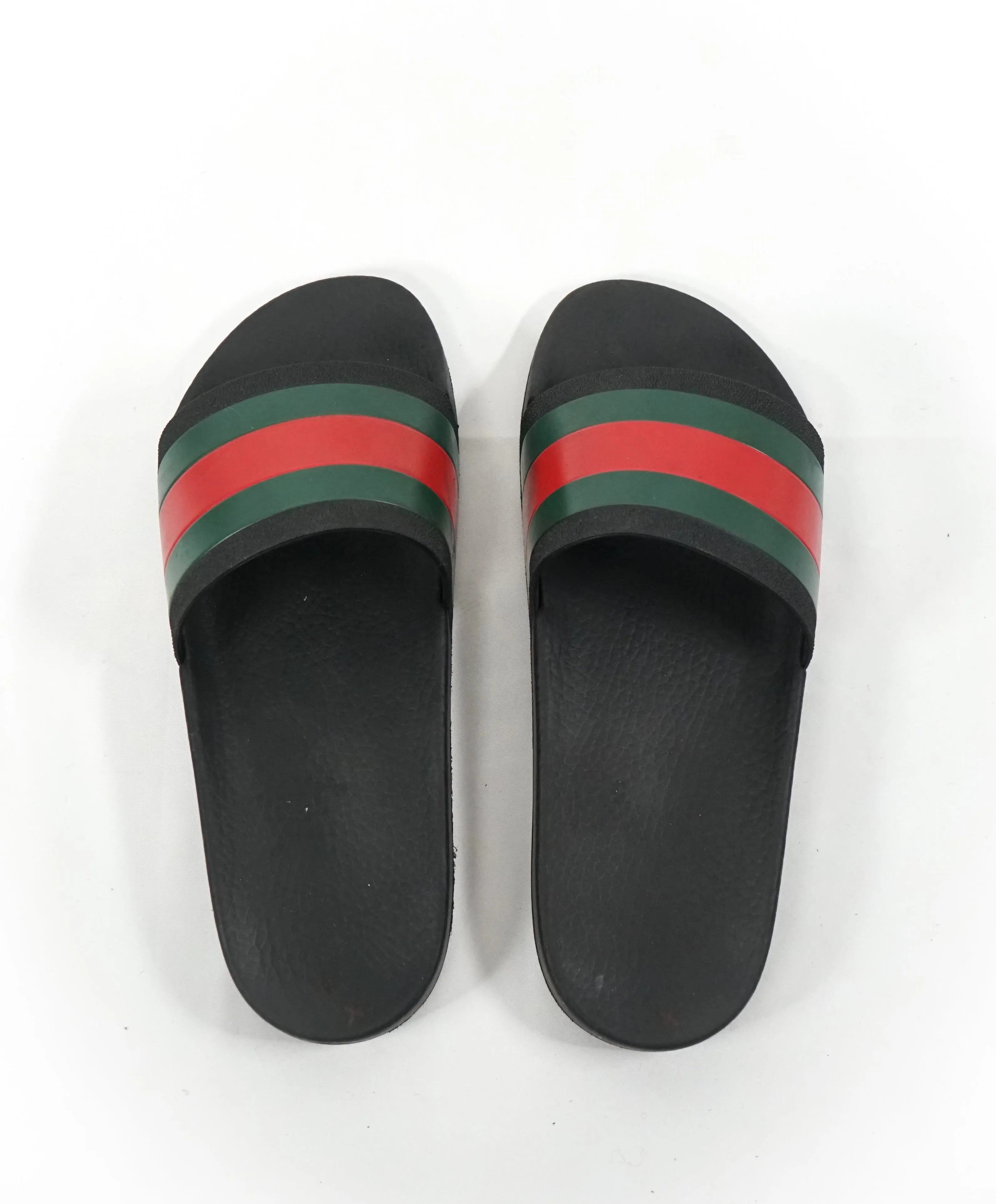 GUCCI - Iconic Green & Red Stripe Slides "72" Slippers - 8