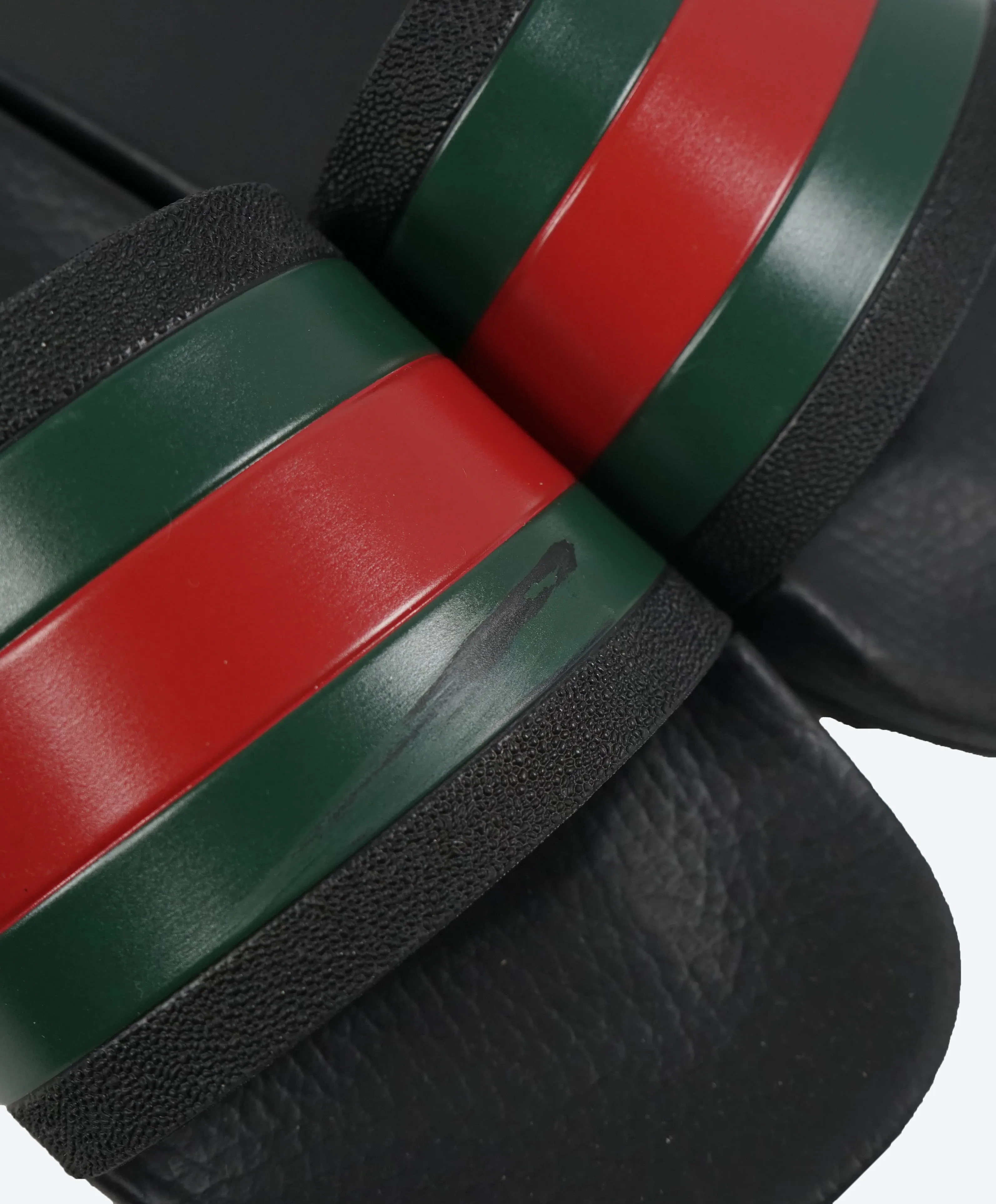 GUCCI - Iconic Green & Red Stripe Slides "72" Slippers - 9
