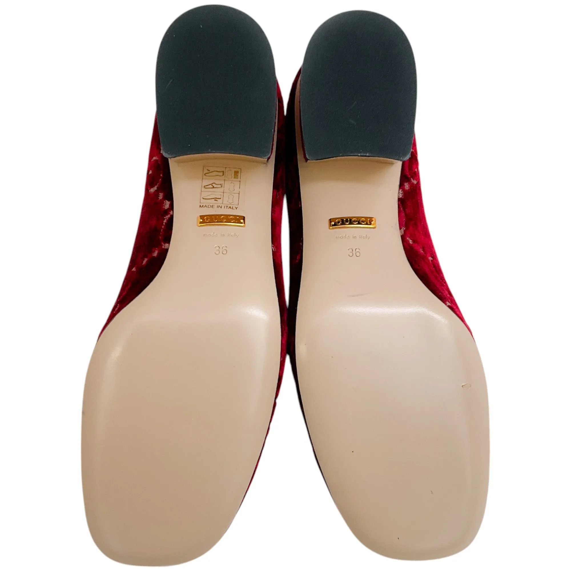 Gucci Red Velvet GG Monogram Sylvie Mid Heel Pumps
