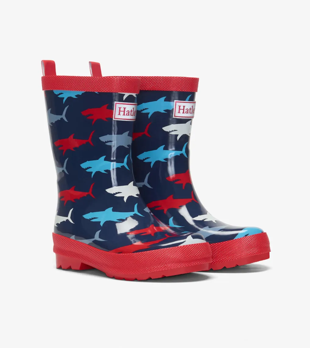 Hatley Hungry Sharks Shiny Rain Boots