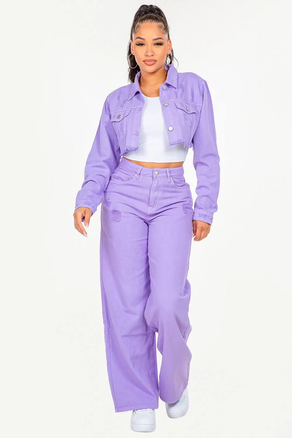Hazel Blues® |  American Bazi High Waist Distressed Wide Leg Jeans