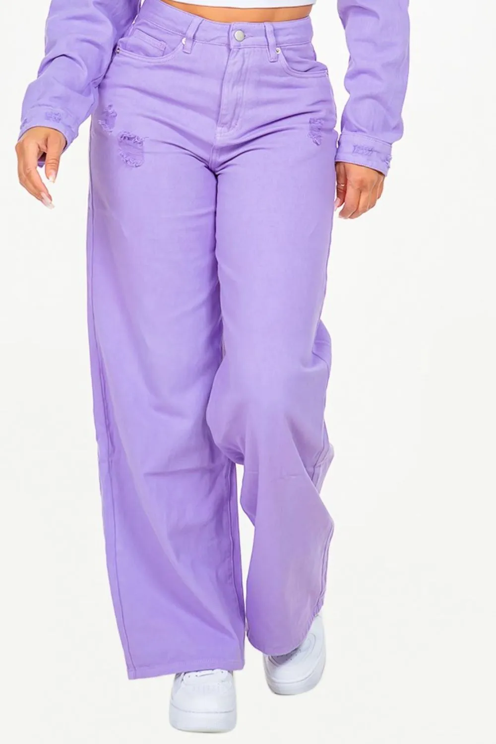 Hazel Blues® |  American Bazi High Waist Distressed Wide Leg Jeans