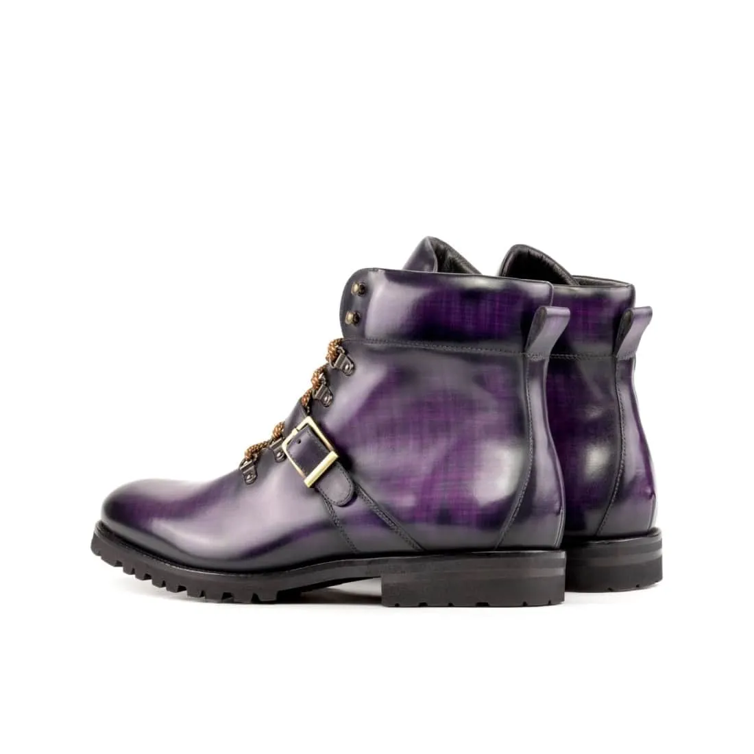 Hiking Boots en cuir patiné violet - Semelles Commando