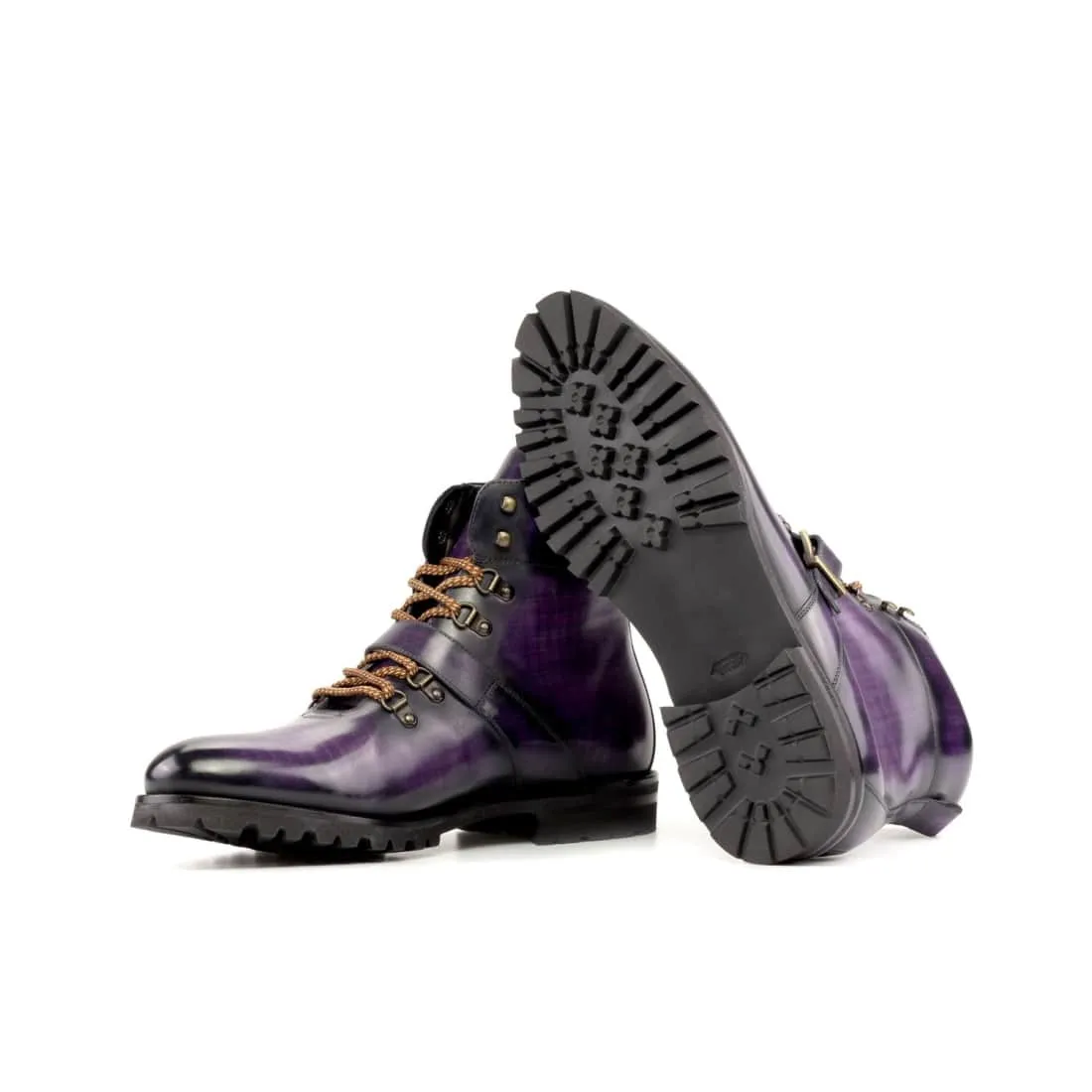 Hiking Boots en cuir patiné violet - Semelles Commando