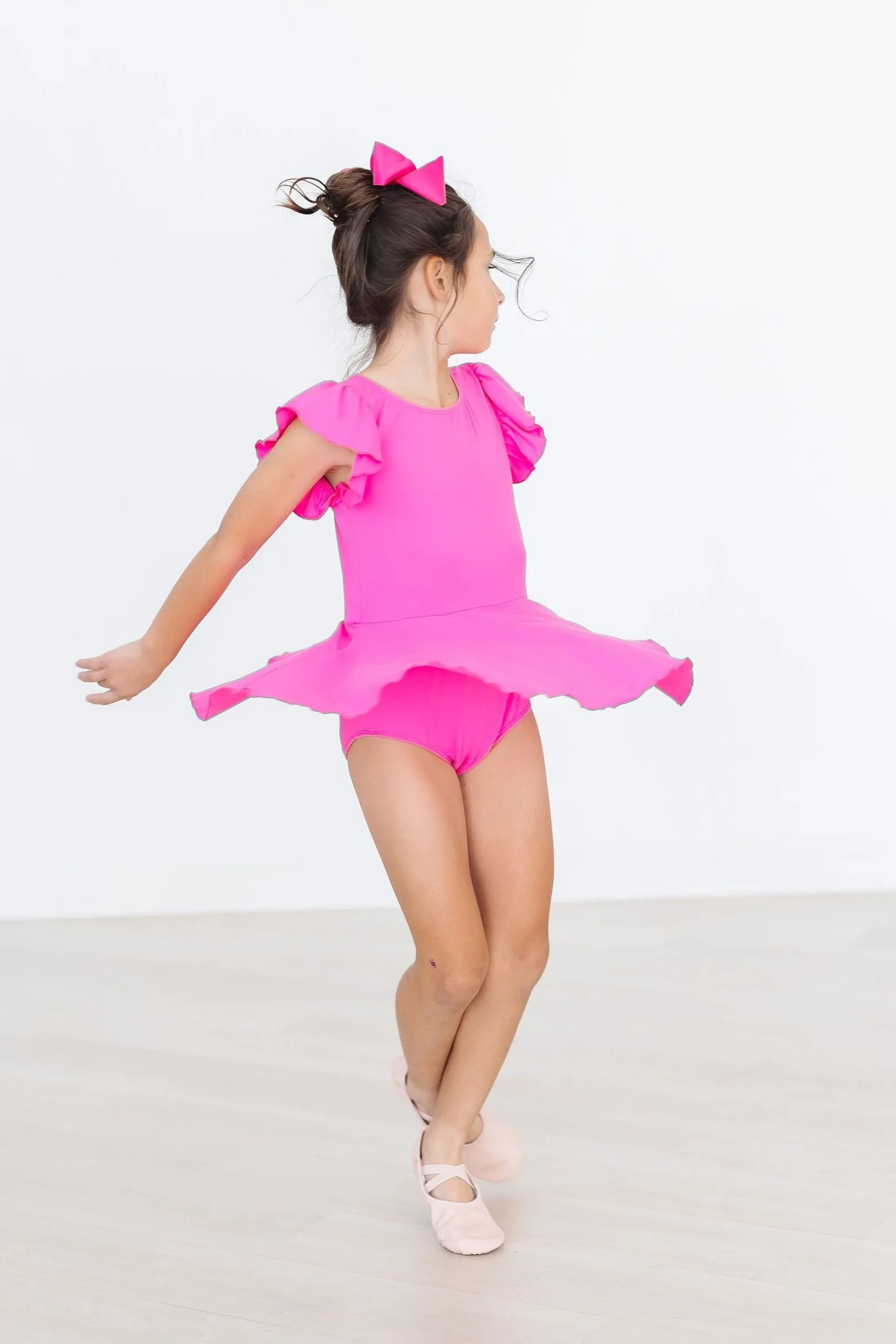 Hot Pink S/S Twirl Leotard