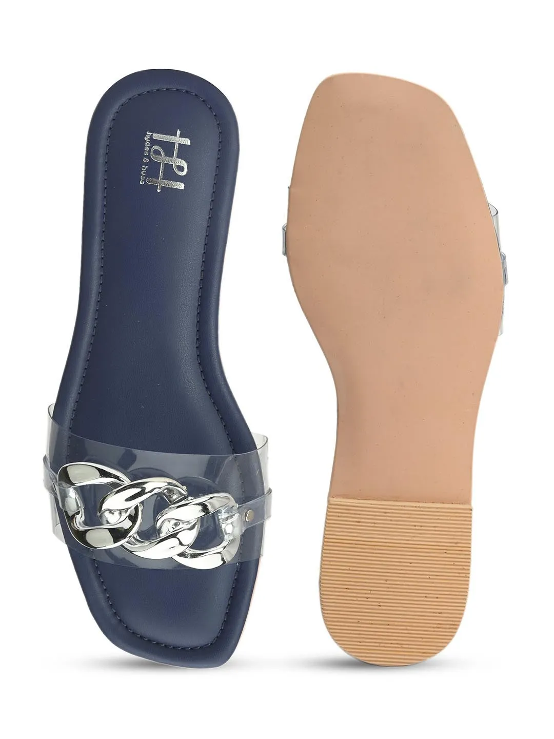 Hydes N Hues Women Transparent Blue Solid Open Toe Flats