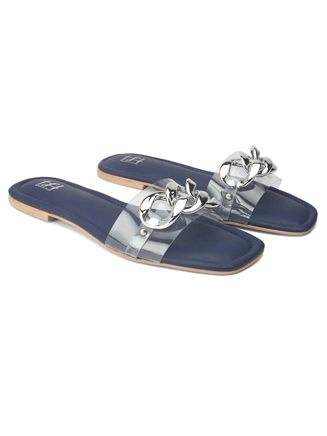 Hydes N Hues Women Transparent Blue Solid Open Toe Flats