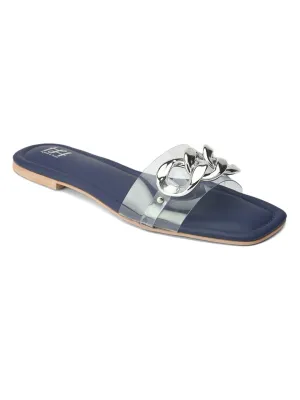 Hydes N Hues Women Transparent Blue Solid Open Toe Flats