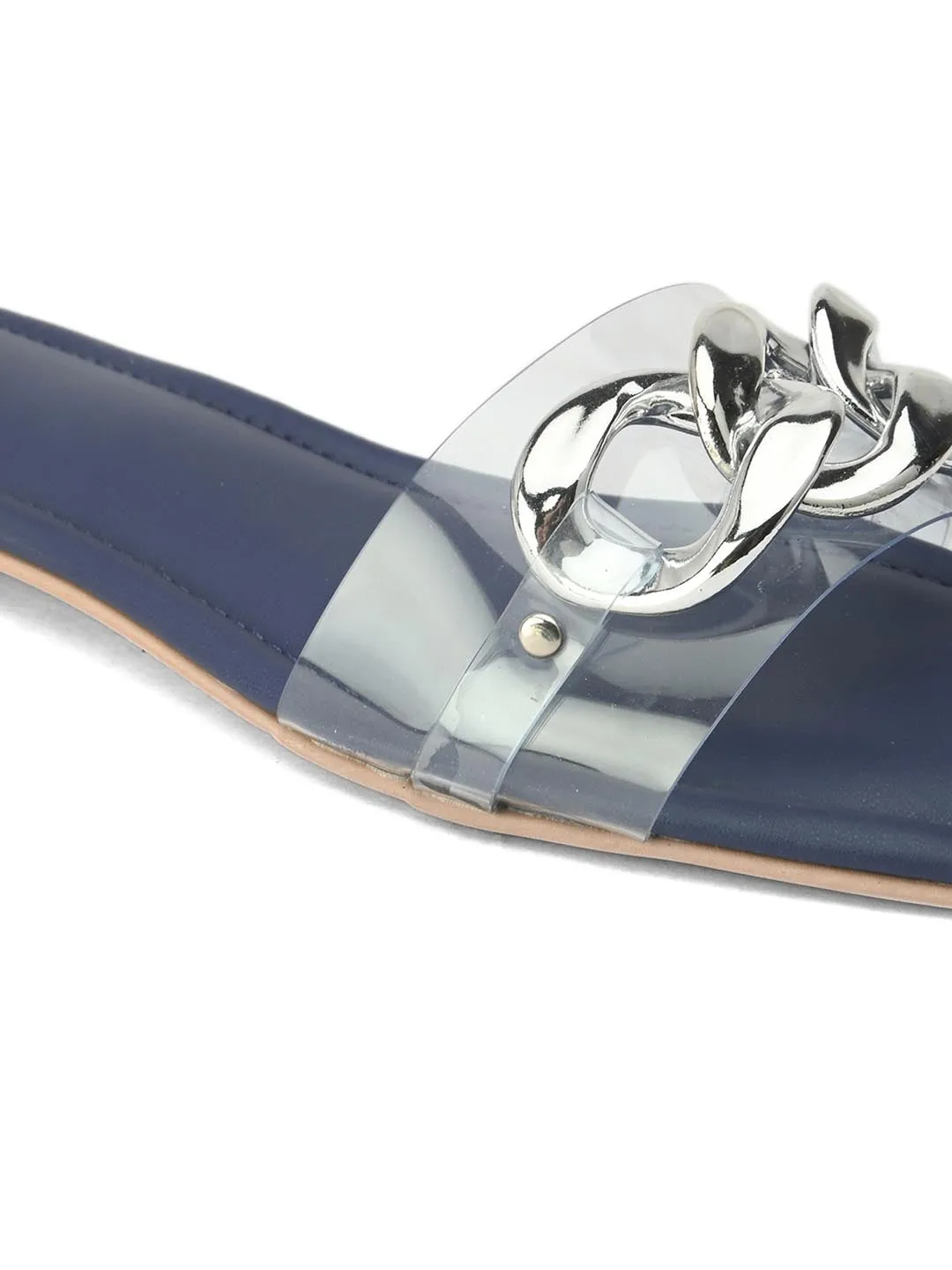 Hydes N Hues Women Transparent Blue Solid Open Toe Flats