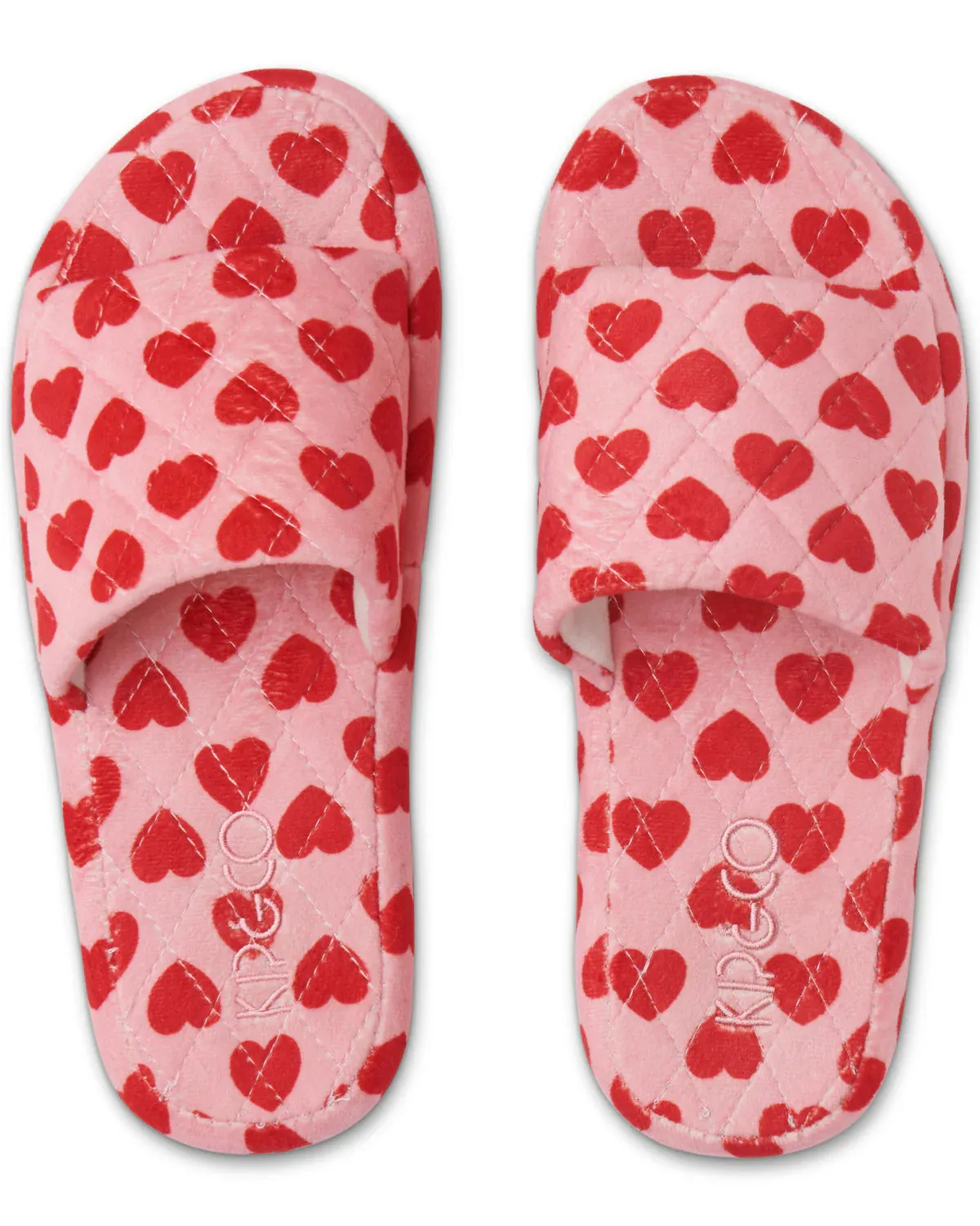 I Heart You Quilted Velvet Slippers