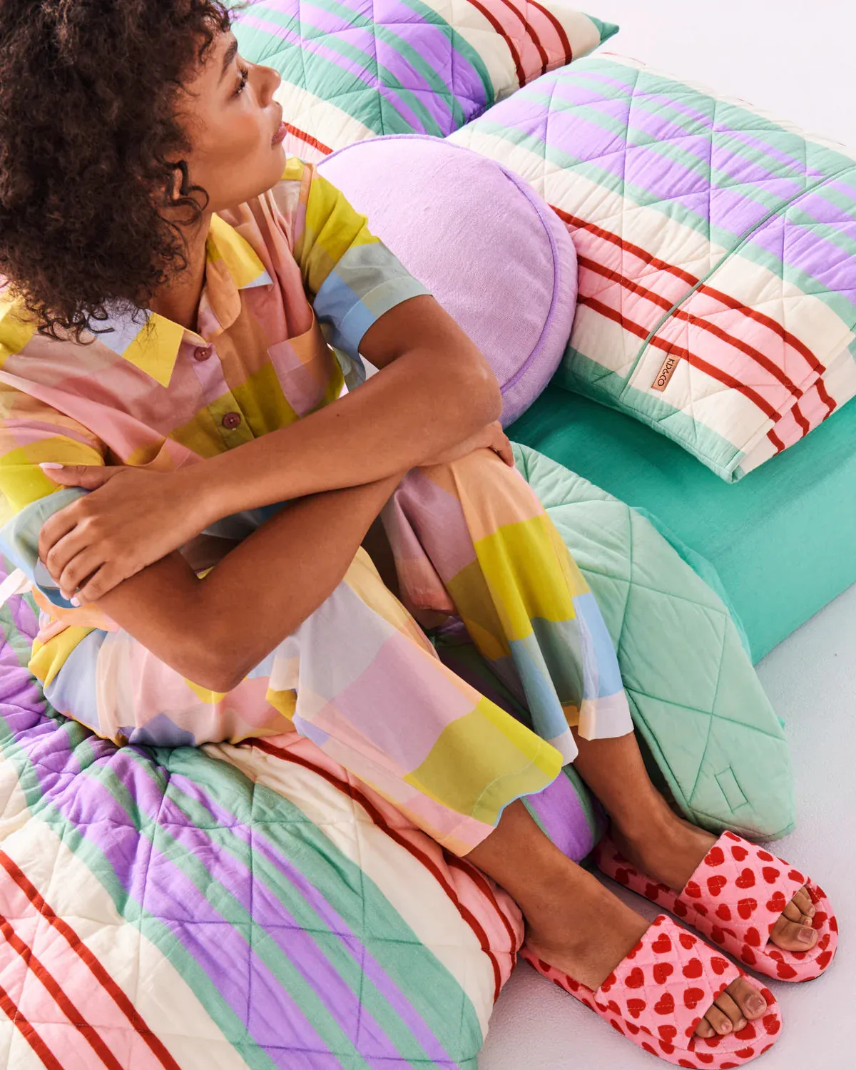 I Heart You Quilted Velvet Slippers