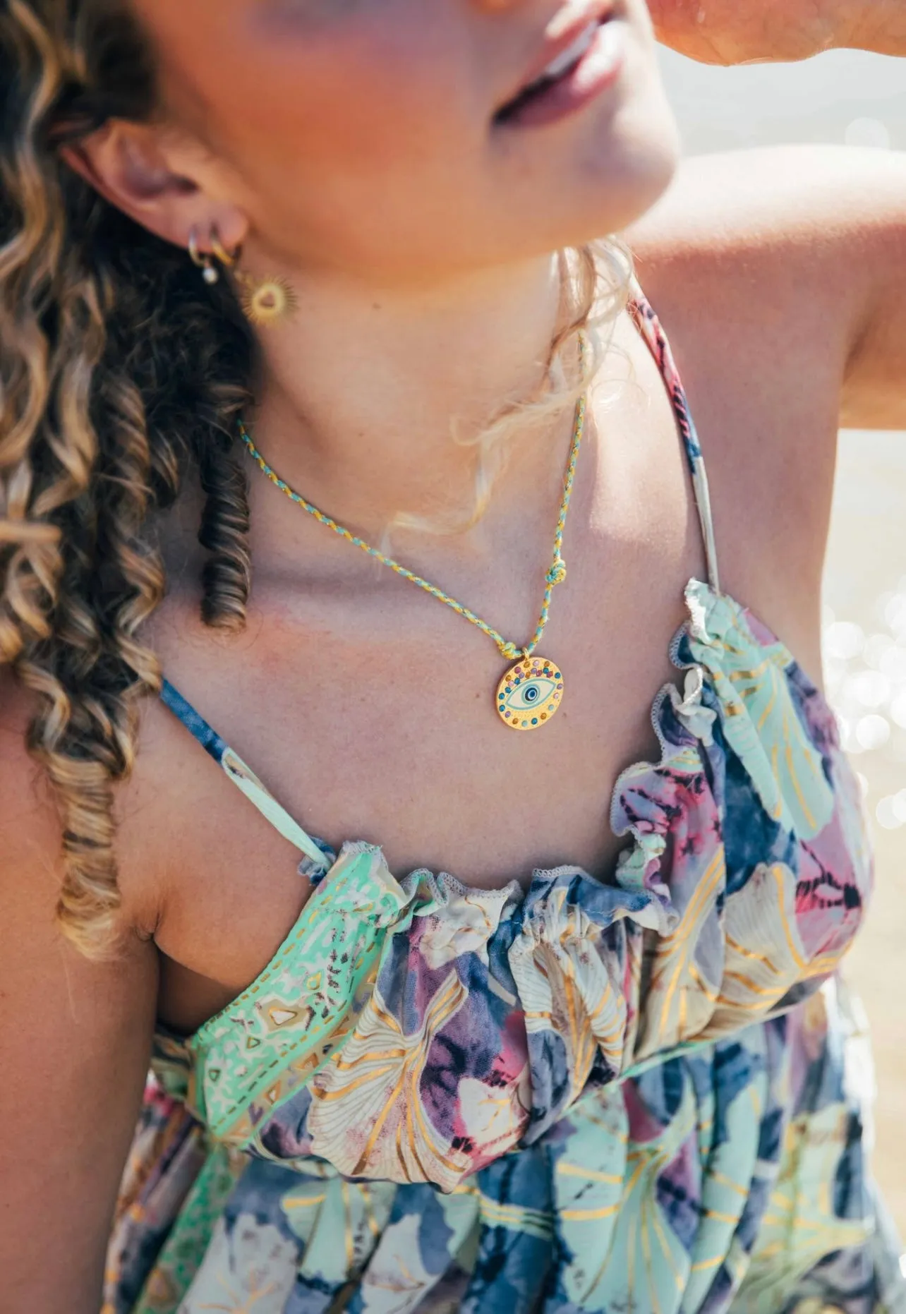 Iris Sun Dress ~ Rainbow with gold fleck