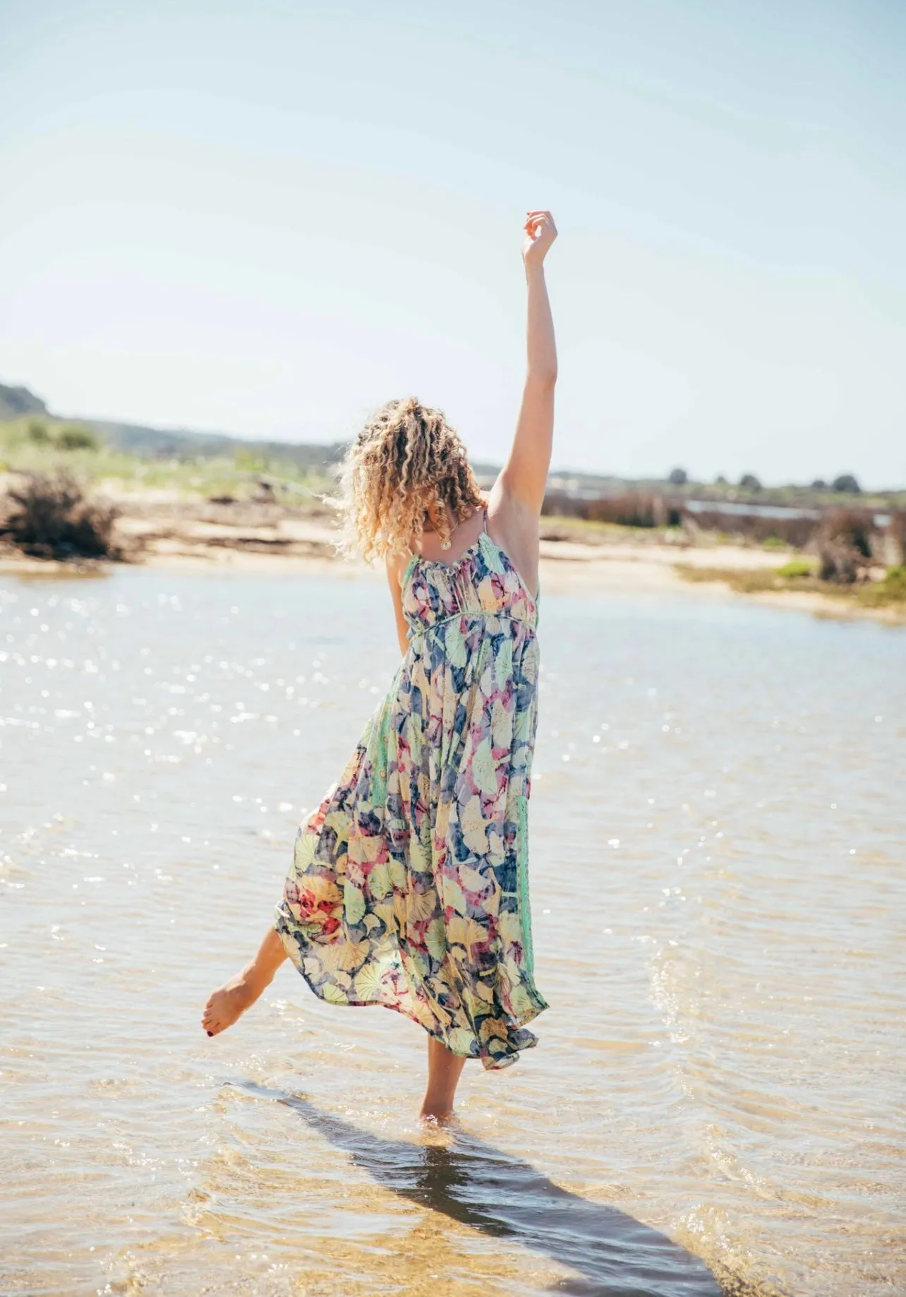 Iris Sun Dress ~ Rainbow with gold fleck