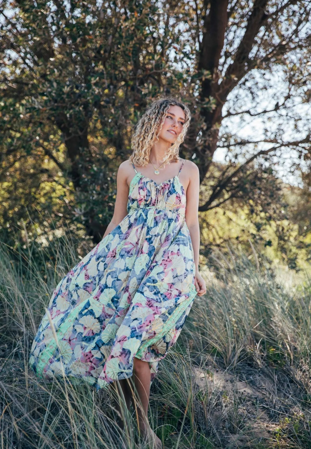 Iris Sun Dress ~ Rainbow with gold fleck
