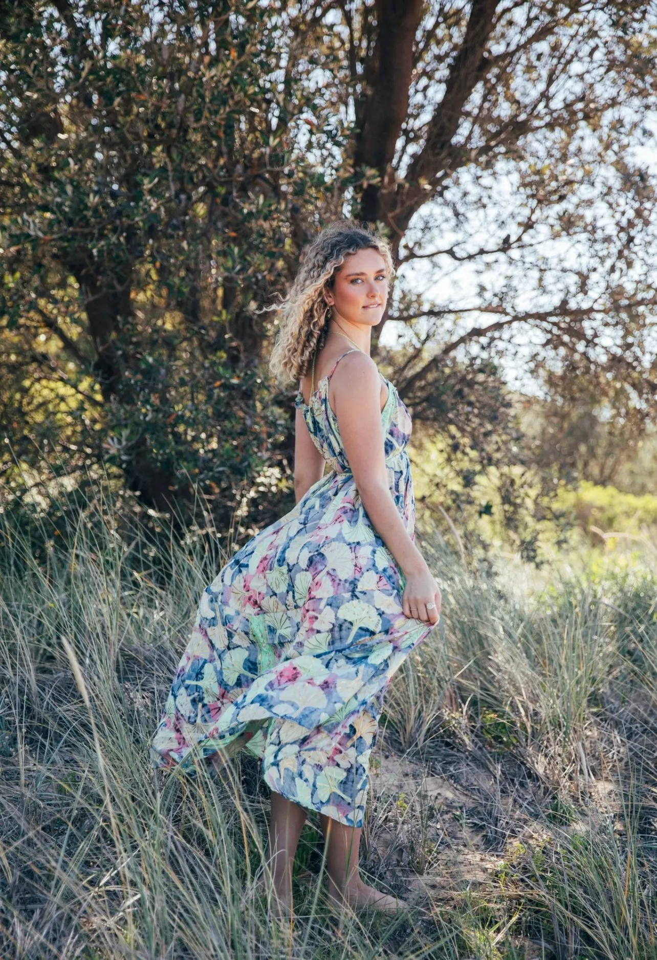Iris Sun Dress ~ Rainbow with gold fleck