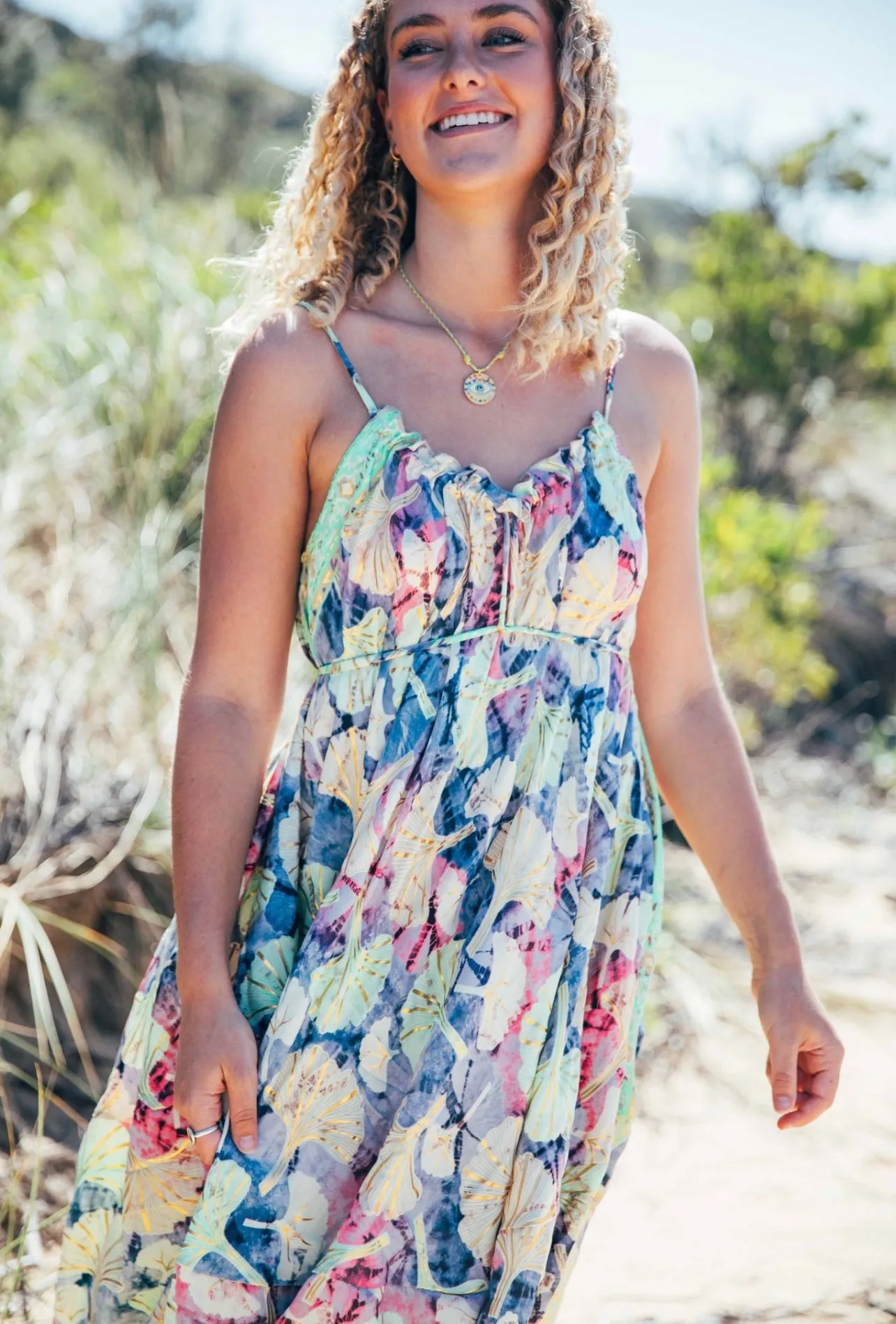 Iris Sun Dress ~ Rainbow with gold fleck