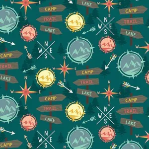 Live Your Adventure by 3 Wishes Fabrics HERE'S YOUR SIGN/TURQUOISE