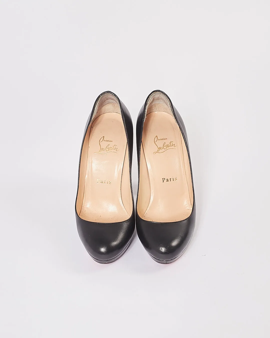 Louboutin Black Nappa Leather Block Heel Pumps - 6.5