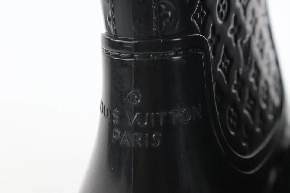 Louis Vuitton Women's 36 Black Rubber Rainboots Tall Rain Boots 9L1221
