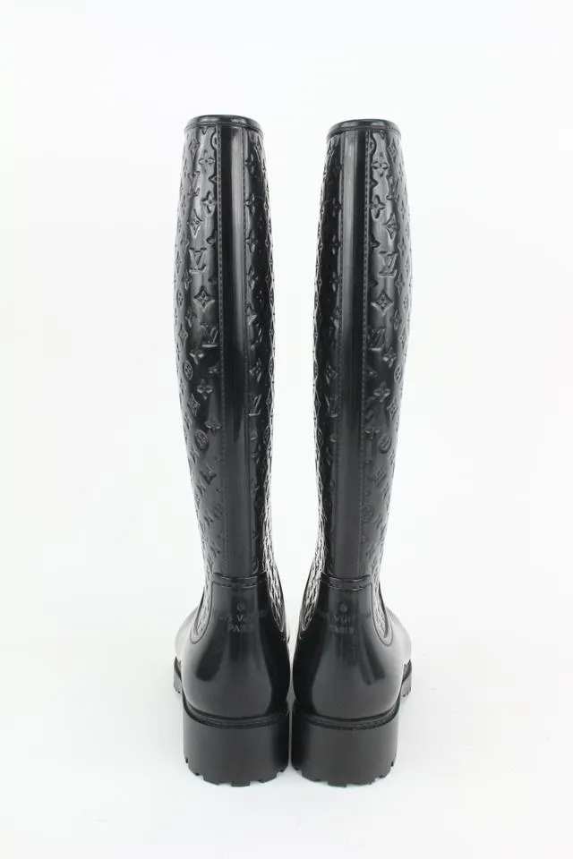 Louis Vuitton Women's 36 Black Rubber Rainboots Tall Rain Boots 9L1221