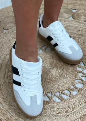 Lucia White Black Stripes Sneakers