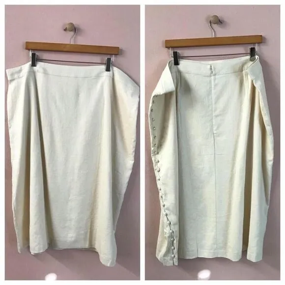 Madewell Cream Button Slit Midi Skirt