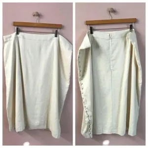 Madewell Cream Button Slit Midi Skirt