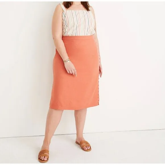 Madewell Cream Button Slit Midi Skirt