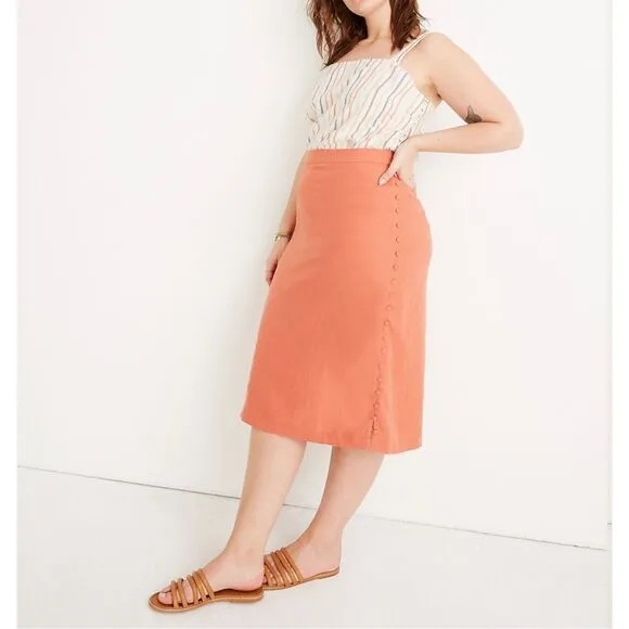 Madewell Cream Button Slit Midi Skirt