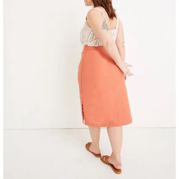 Madewell Cream Button Slit Midi Skirt