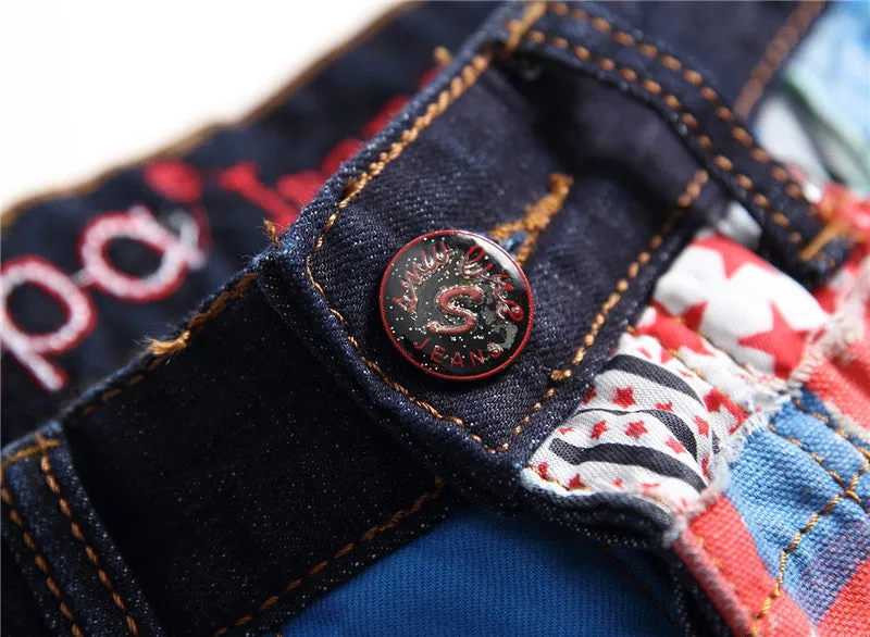 Men's Multicolor Patchwork Jeans Streetwear Jeans Straight Pants