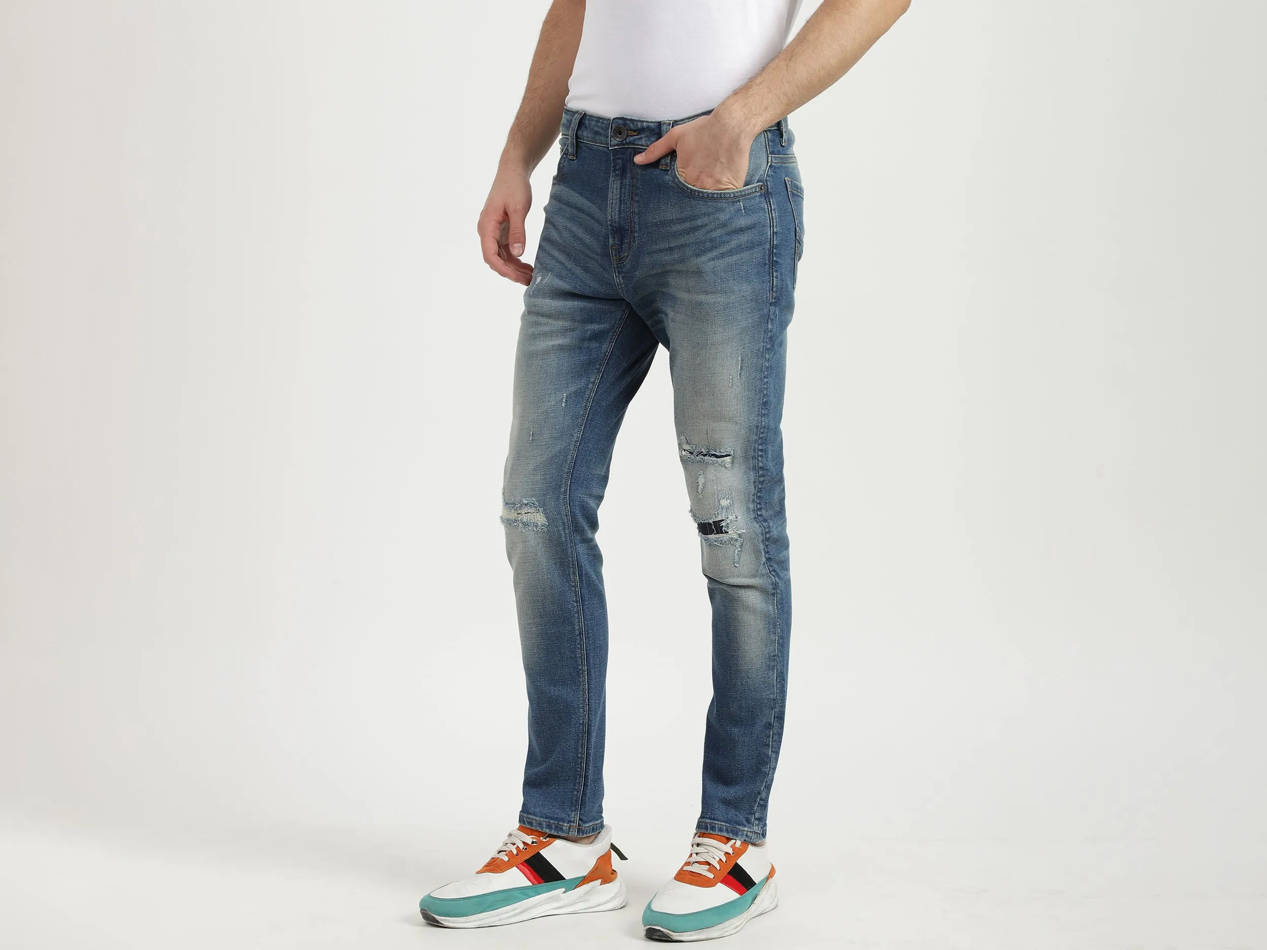 Mens Slim Tapered Fit Solid Jeans