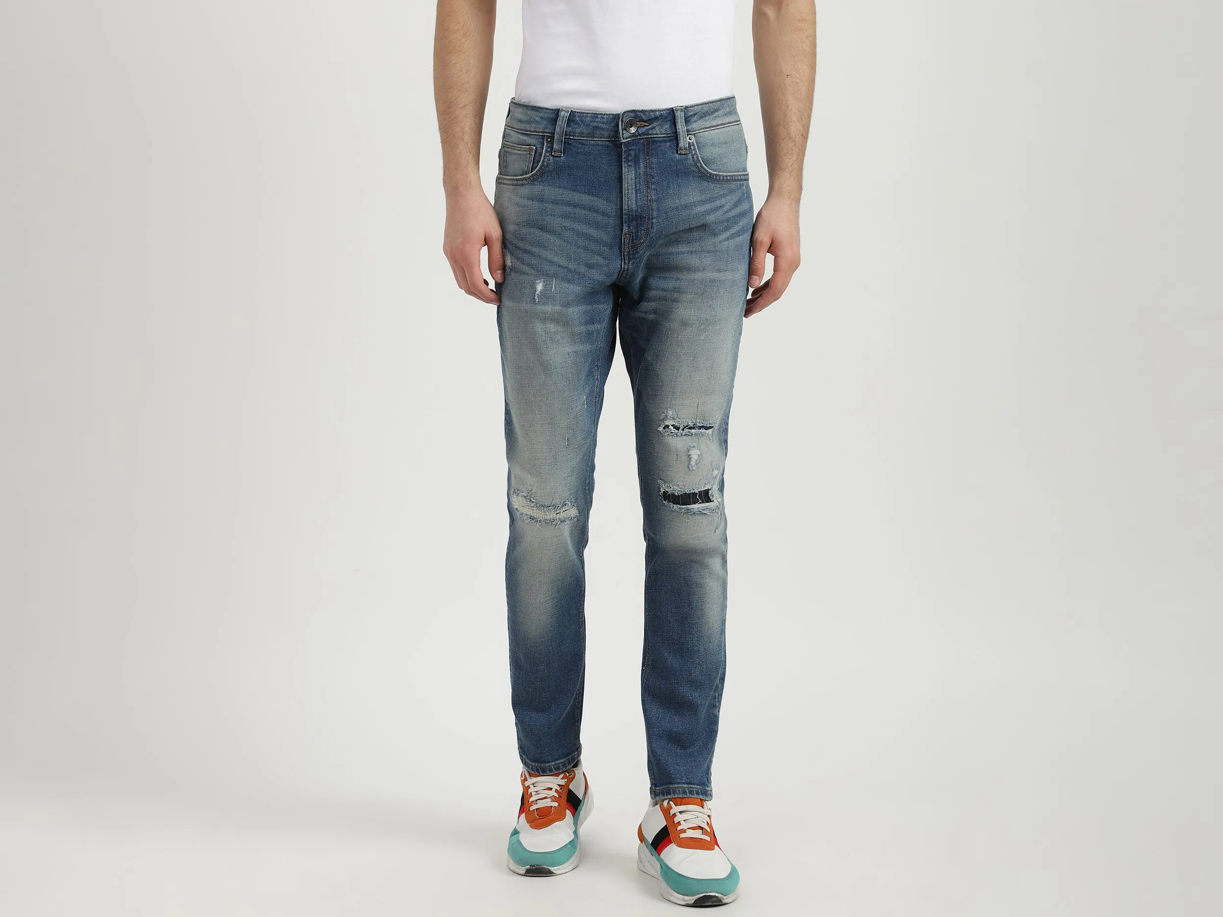 Mens Slim Tapered Fit Solid Jeans