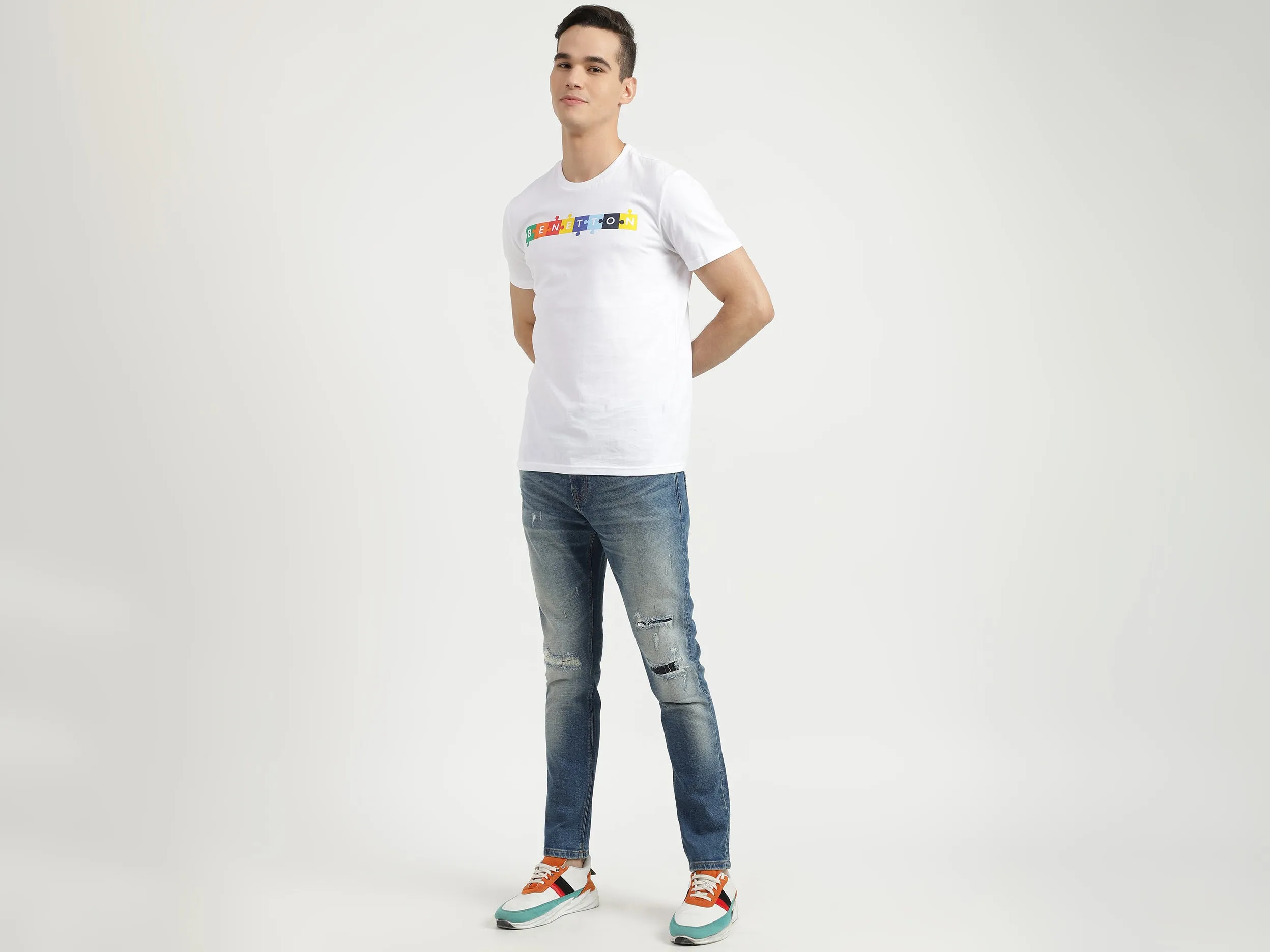 Mens Slim Tapered Fit Solid Jeans