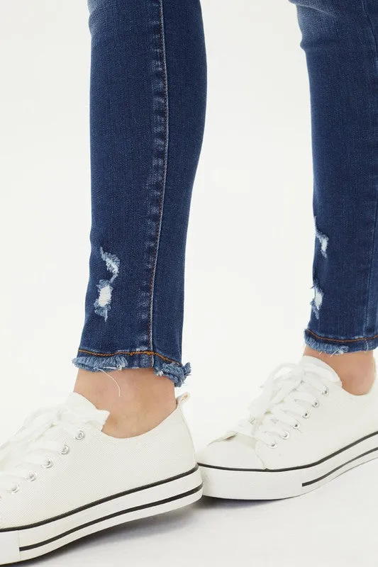 Mid Rise Skinny Distressed Ankle Jeans
