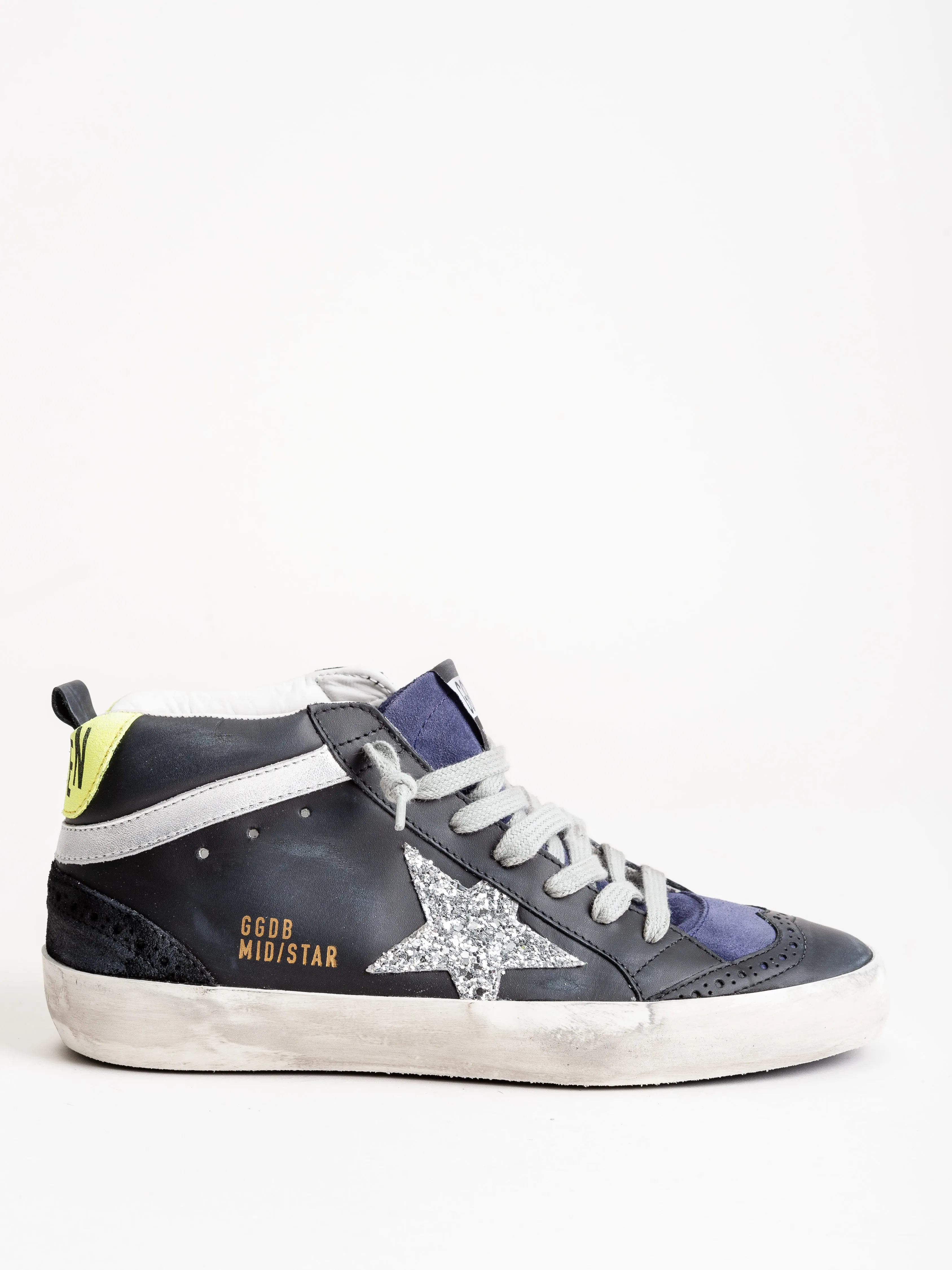 mid-star sneaker - black leather