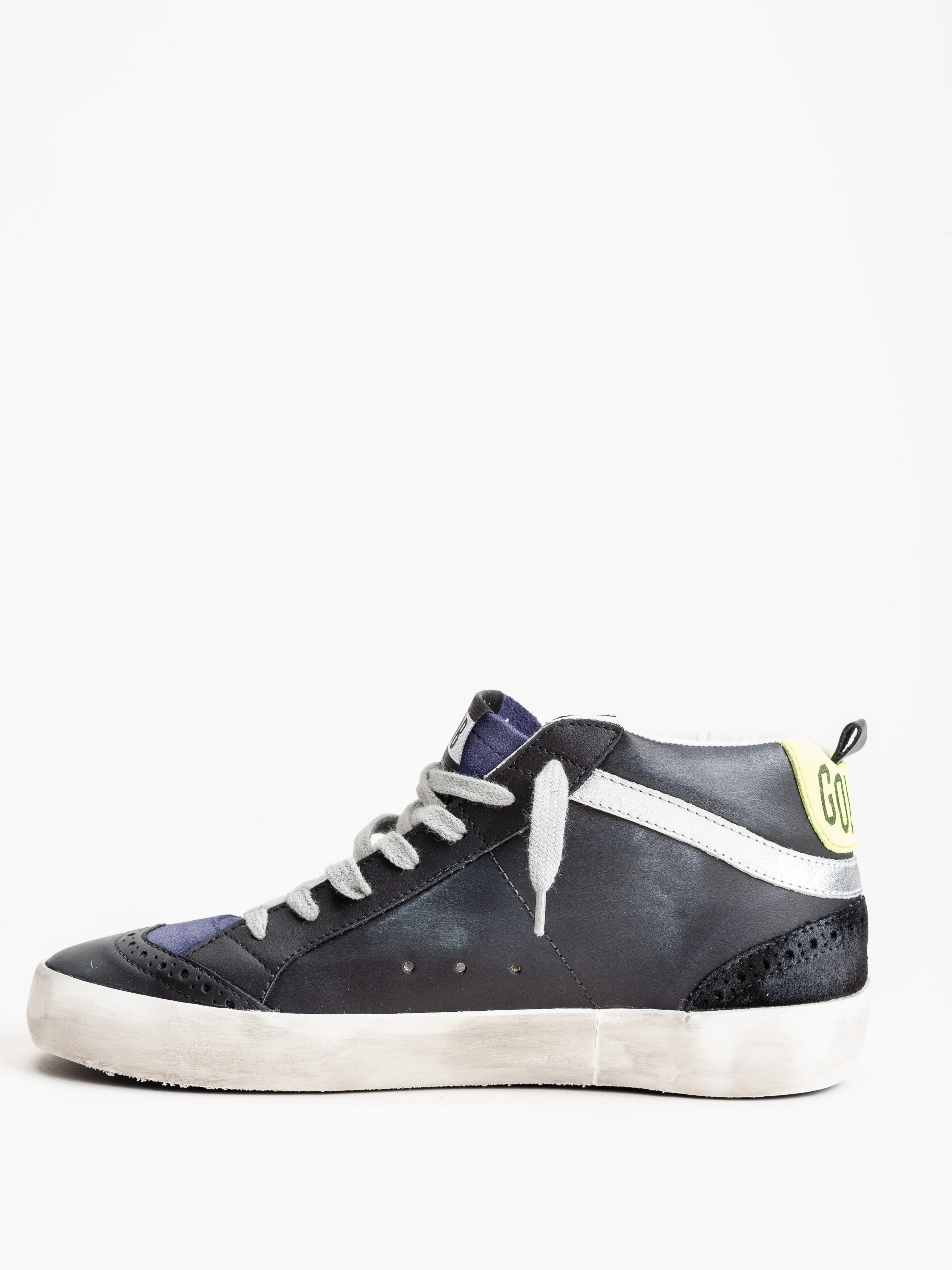 mid-star sneaker - black leather