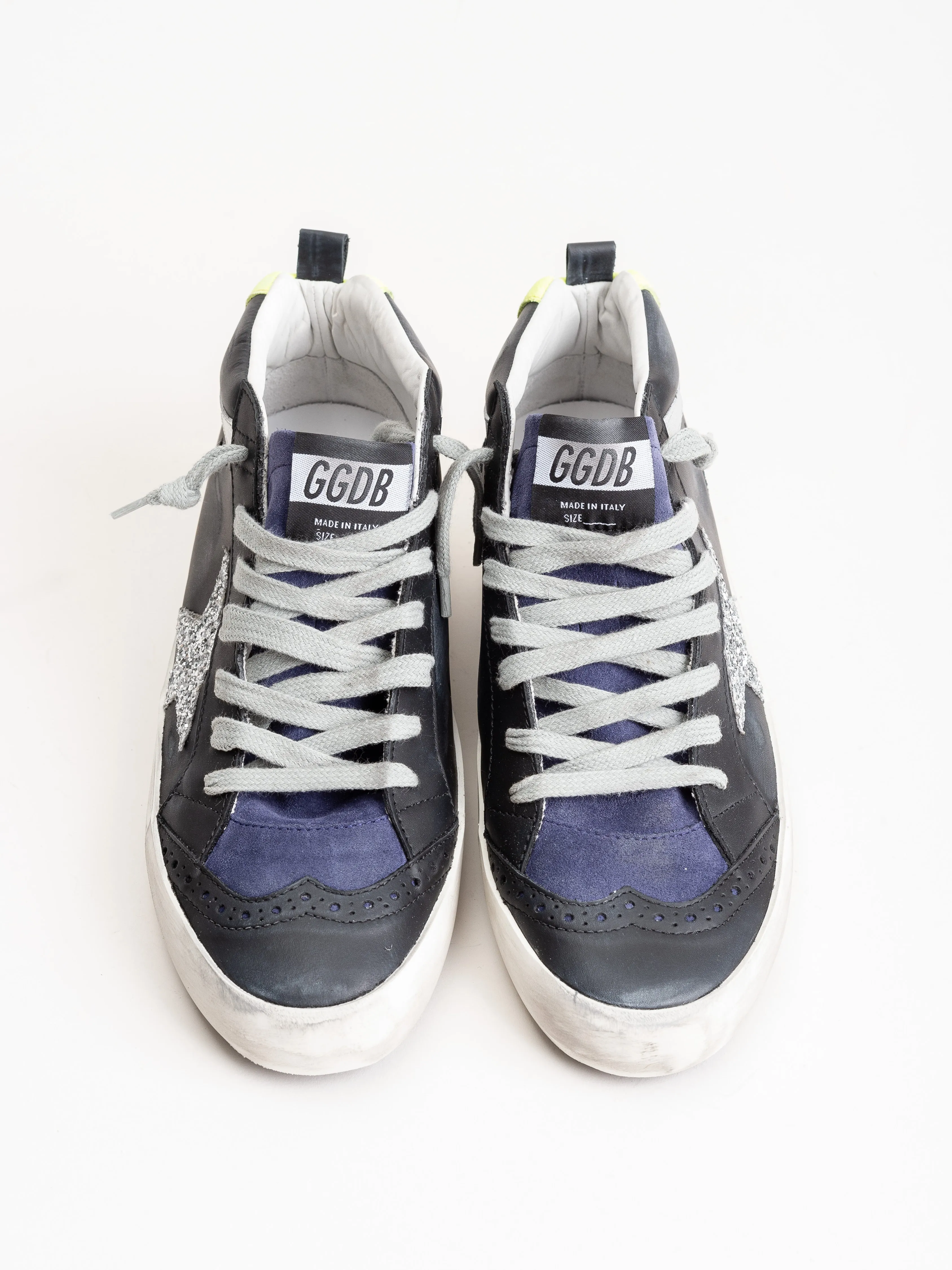 mid-star sneaker - black leather