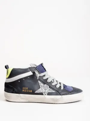 mid-star sneaker - black leather