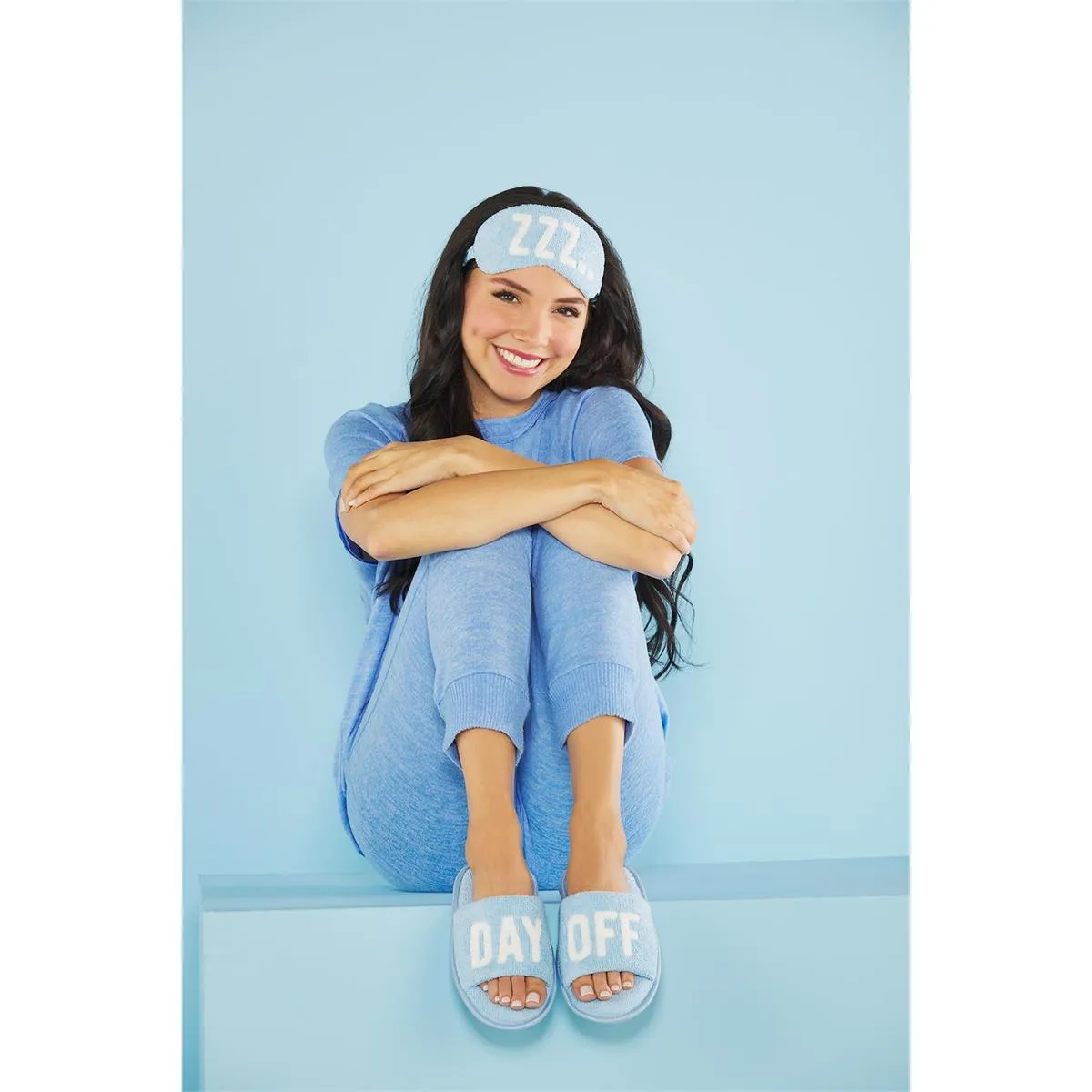 Mud Pie Slipper & Sleep Mask Set - Blue